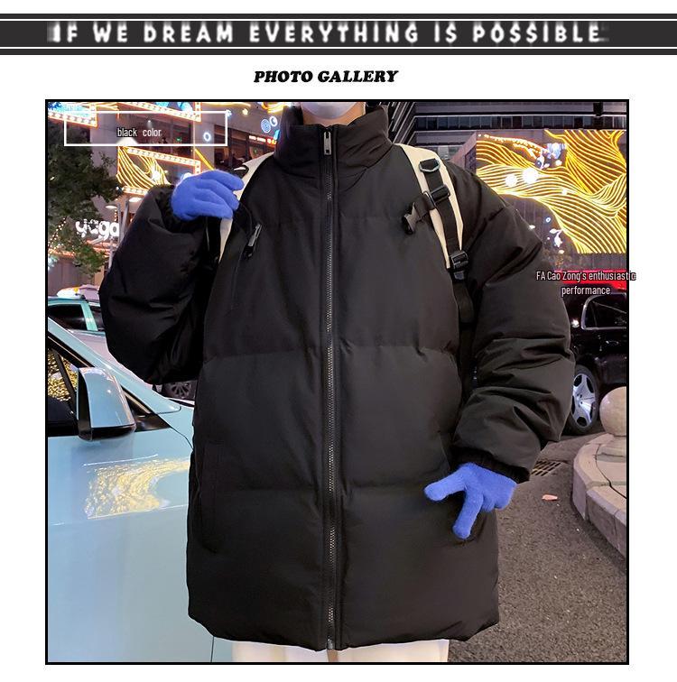 Unisex Trendy Stand Collar Thick Puffer Jacket - Winter Cotton-Padded, Loose Fit for Men and Women