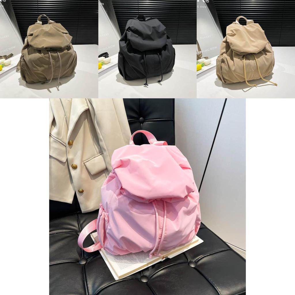 Solid Color Nylon Large Capacity Backpack For Women Travel And Daily Use