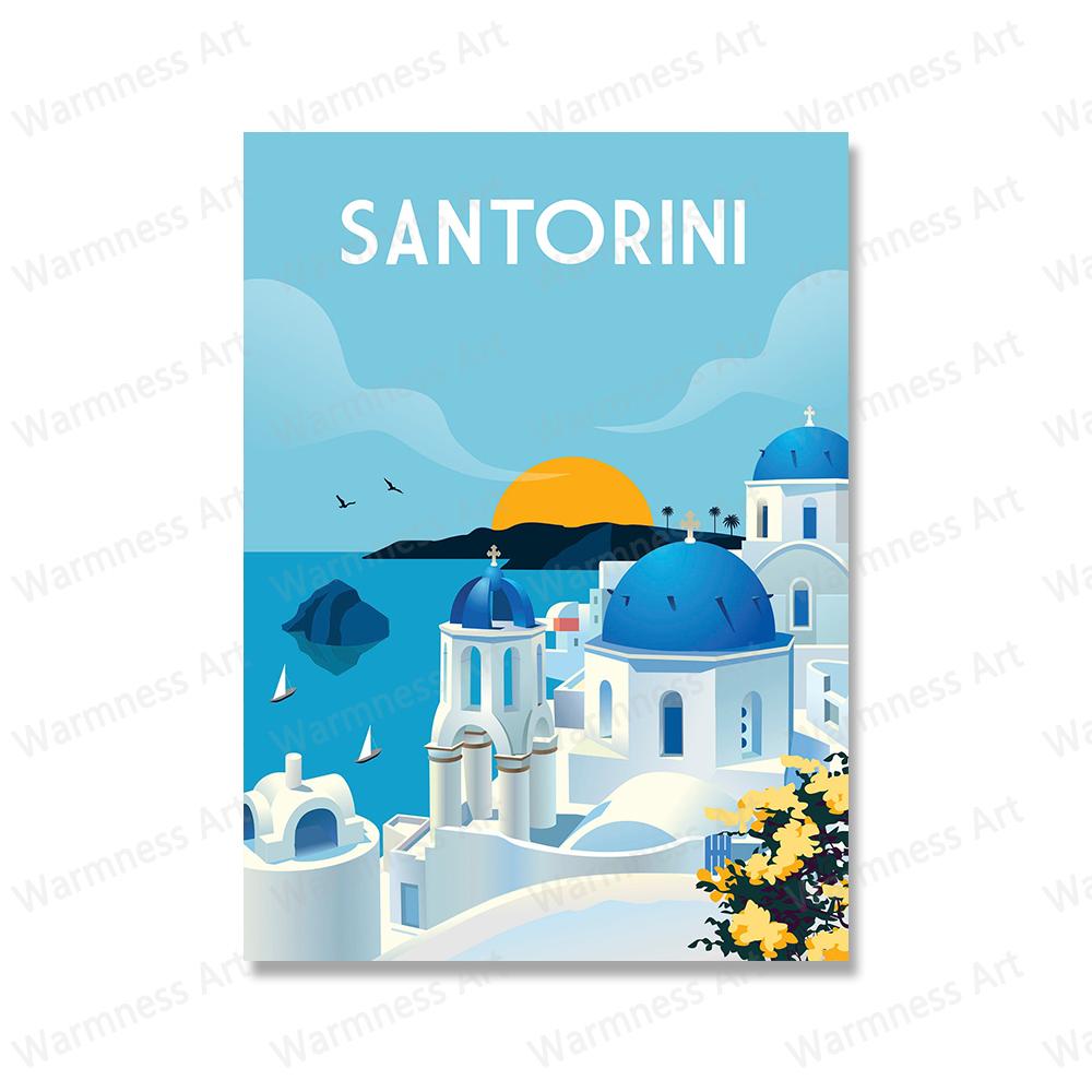 Travel Landscape Poster Spain Menorca French Riveria Santorini Canvas Print Nordic Wall Art Picture Living Room Office Home Deco No Frame
