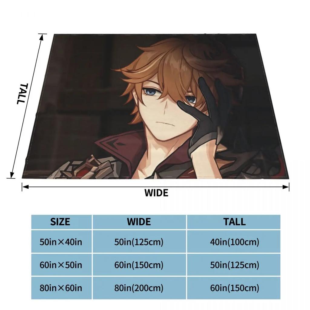 Childe Hutao Tartaglia Genshin Impact Blanket Acg Anime Flannel Funny Warm Throw Blanket for Chair Covering Sofa Autumn/Winter