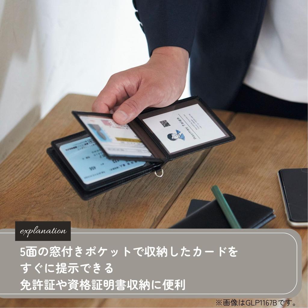 Raymay Fujii Pass Case, Gloire, Vertical with 5 Windows, Brown, GLP1167C