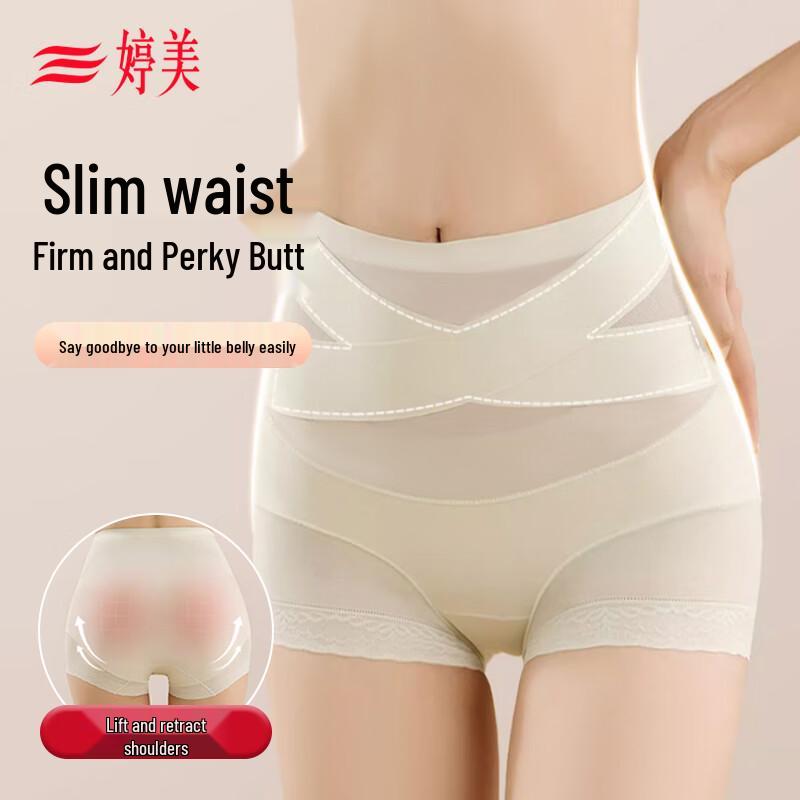 

Женские бесшовные трусы-слипы Tingmei с кружевом и высокой талией, контролирующие живот XL