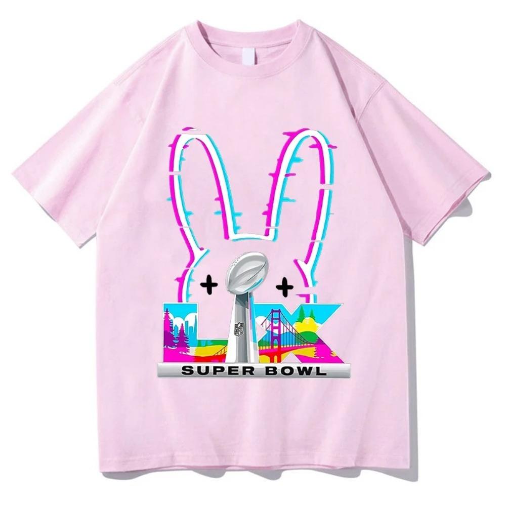 Bad Bunny Super Bowl LIX 2026 Neon Rabbit Oversized T-Shirt, San Francisco NFL Graphic Tee, Unisex Casual Top