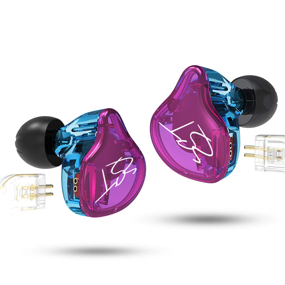 KZ ZST Hybrid Driver Earphones Earphones no 1BA+1DD High-Performance In-Ear (Purple, microphone)