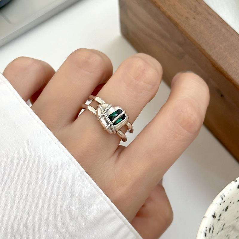 925 Silver Open Finger Ring Punk Heart Irregular Geometric Stackable For Women Girl Jewelry Gift Dropship