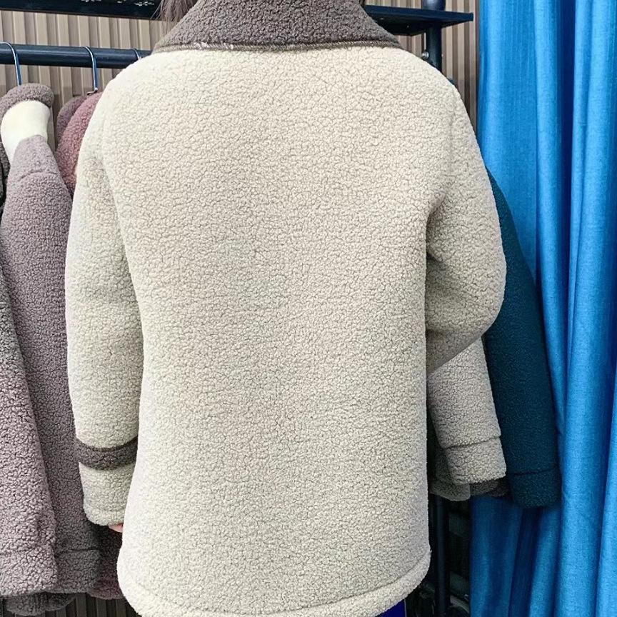 Jehněčí fleecová bunda Podzimní a zimní Modely Plus Sametová zhušťovací bunda s mateřským kožíškem Dámská Středně dlouhá