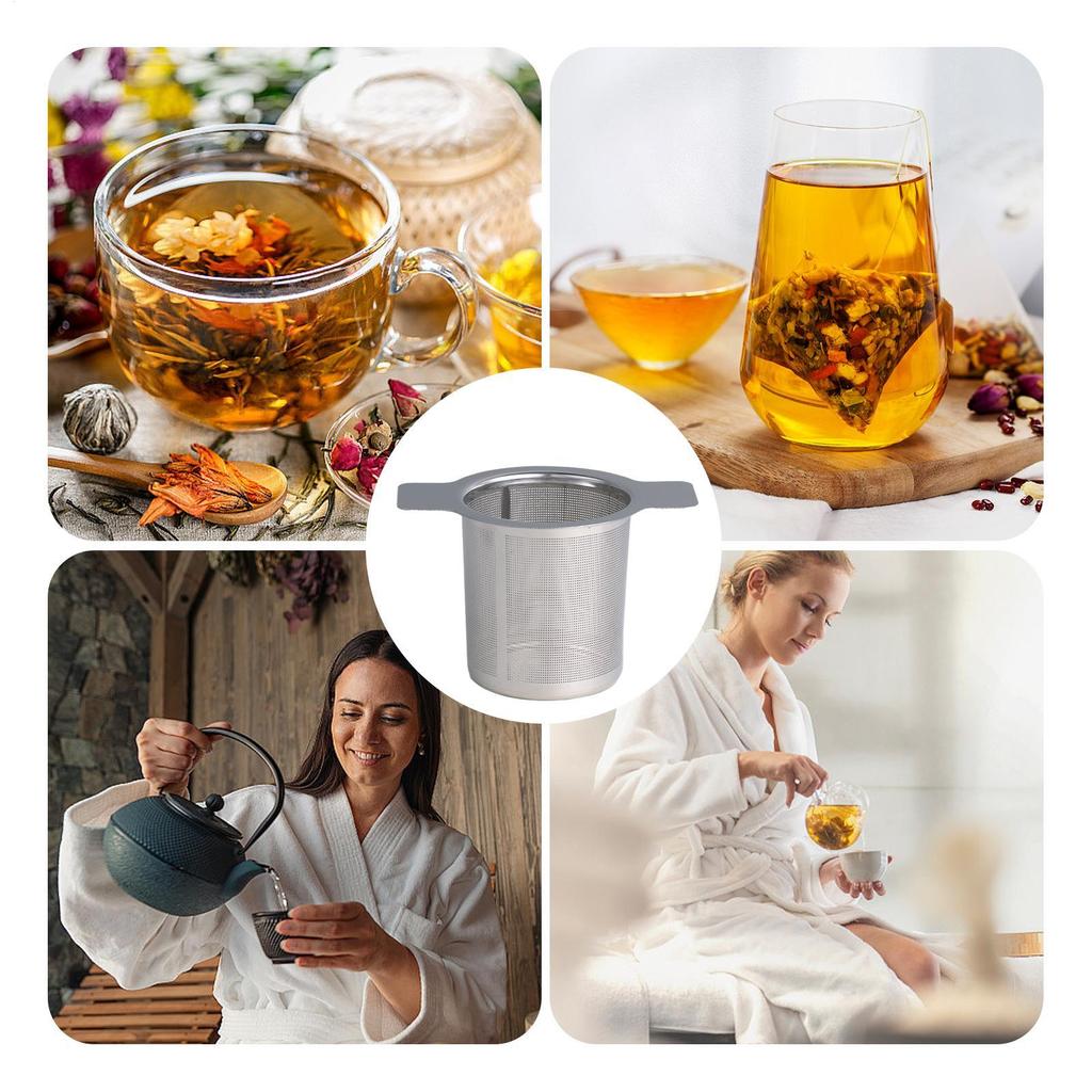 High Quality With Cover Tea Infuser Stainless Steel Coffee Tea Strainer Grid Binaural Net Leak Tea Mesh Tea Filter Tea Accessory