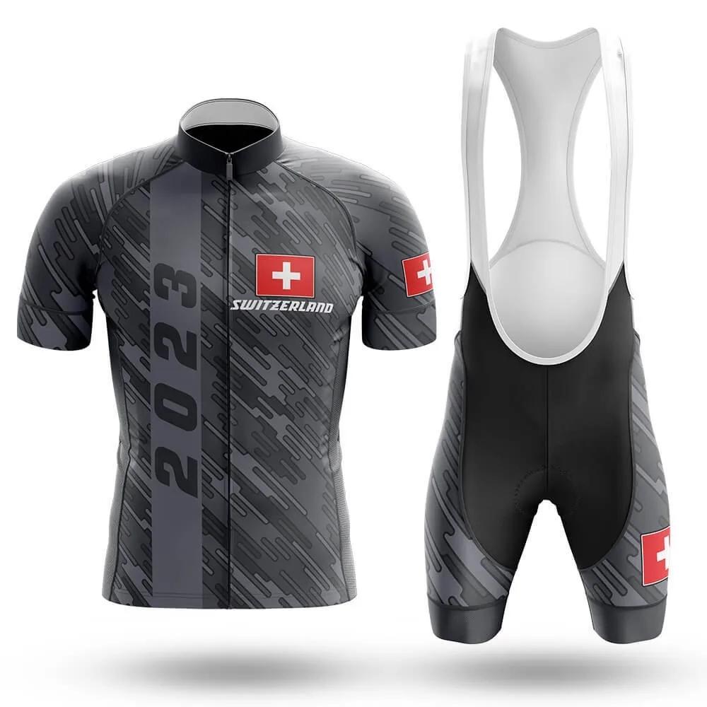 Set Maglia da Ciclismo Rossa Svizzera per Uomo, Tuta Sportiva Degradé per Mountain Bike, Abbigliamento Sportivo Estivo, 2026