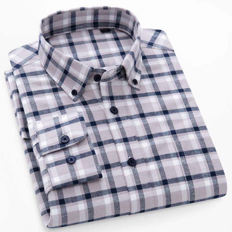 5XL Men Shirt Long Sleeve Slim Fit Cotton Oxford  Classic Stripes Shirt Men Long Sleeve Plaid Shirts Casual Business Soft Cozy