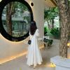 French princess retro white chiffon bubble sleeve long dress spring and summer first love super fairy gentle long dress