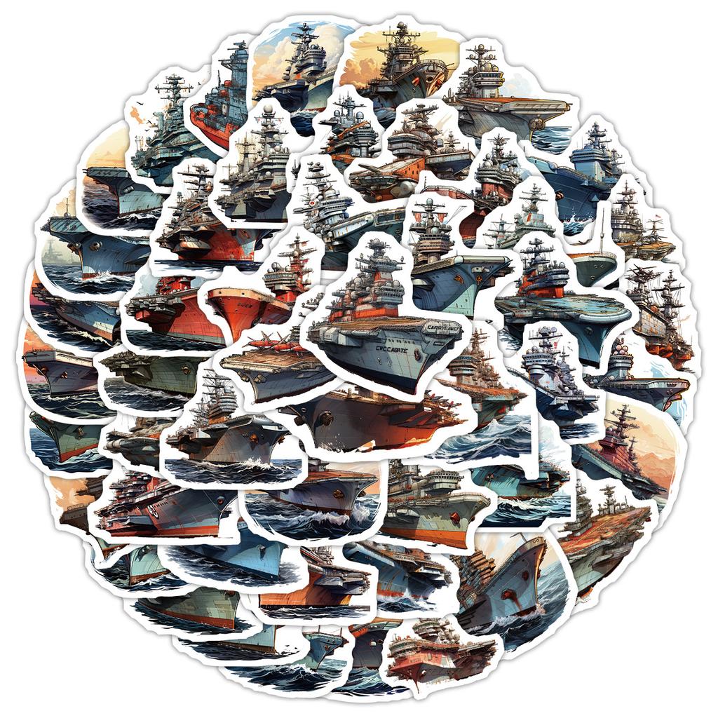 50 Pieces of Aircraft Carrier Series Graffiti Stickers, Stationery Stickers, Water Cups, Notebooks, Skateboards, Waterproof Decorative Stickers
