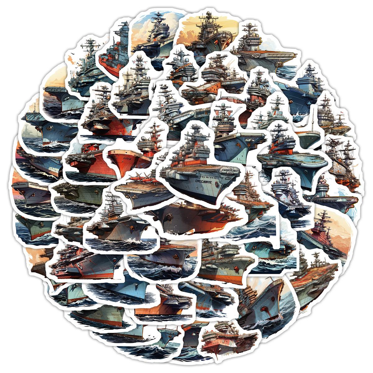 

50 Pieces of Aircraft Carrier Series Graffiti Stickers, Stationery Stickers, Water Cups, Notebooks, Skateboards, Waterproof Decorative Stickers