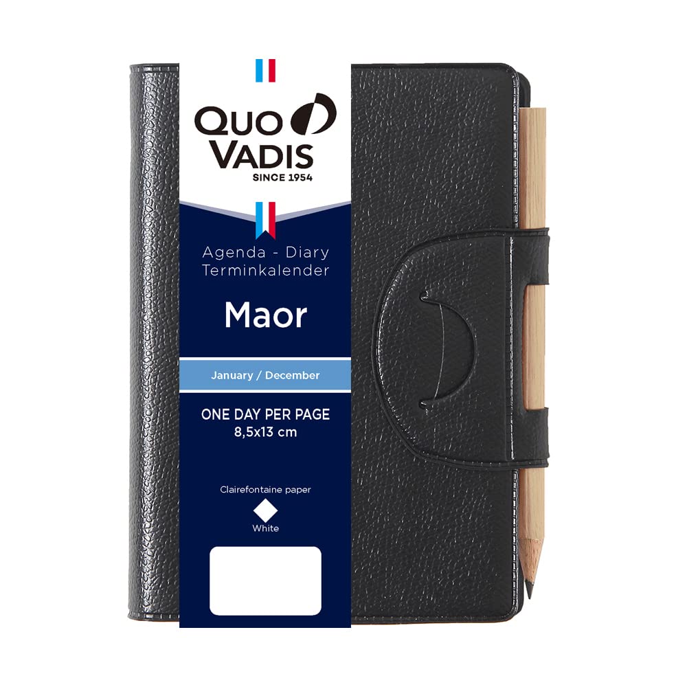 

QUOVADIS 2026 Maô/Unpara 1-Page-a-Day Diary January Start B7 Slim 8.5x13cm 6-Language black qv28301bk чорний