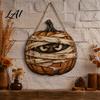 Rustic Farmhouse Entryway Sign Halloween Mummy Pumpkin Hanging Sign Retro Wooden Pendant with Office Window Ornament Hemp Rope for Front Door
