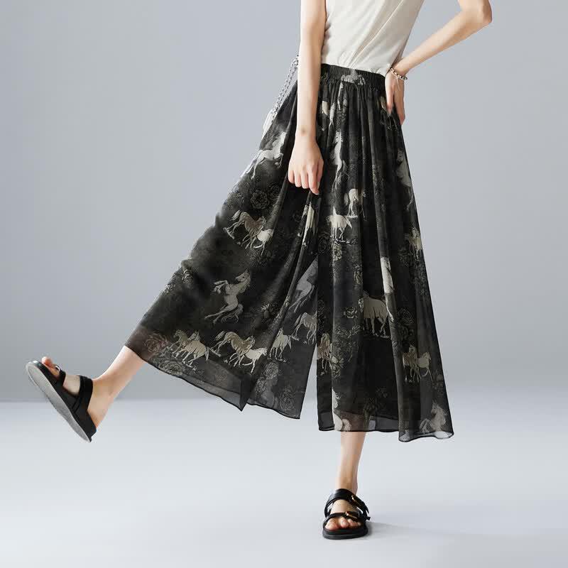 SOFSIL 2026 Summer Chinese Style Print Elastic Waist Casual Pants 26/S