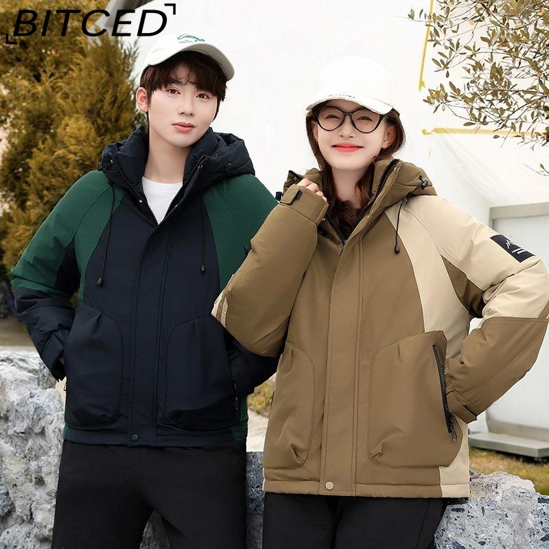 BITCED Outdoor Windbreaker Jacke - Unisex-Stil Winddicht Verdickt Gepolsterter Mantel Bergsteigen Paare Daunen-Gefütterte Baumwolljacke