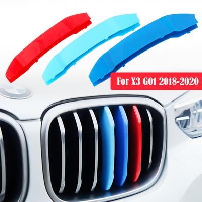 3 adet Araba Yarışı Ön Izgara Trim Şeritler BMW X3 G01 2018 M Güç Performansı Izgara Araba