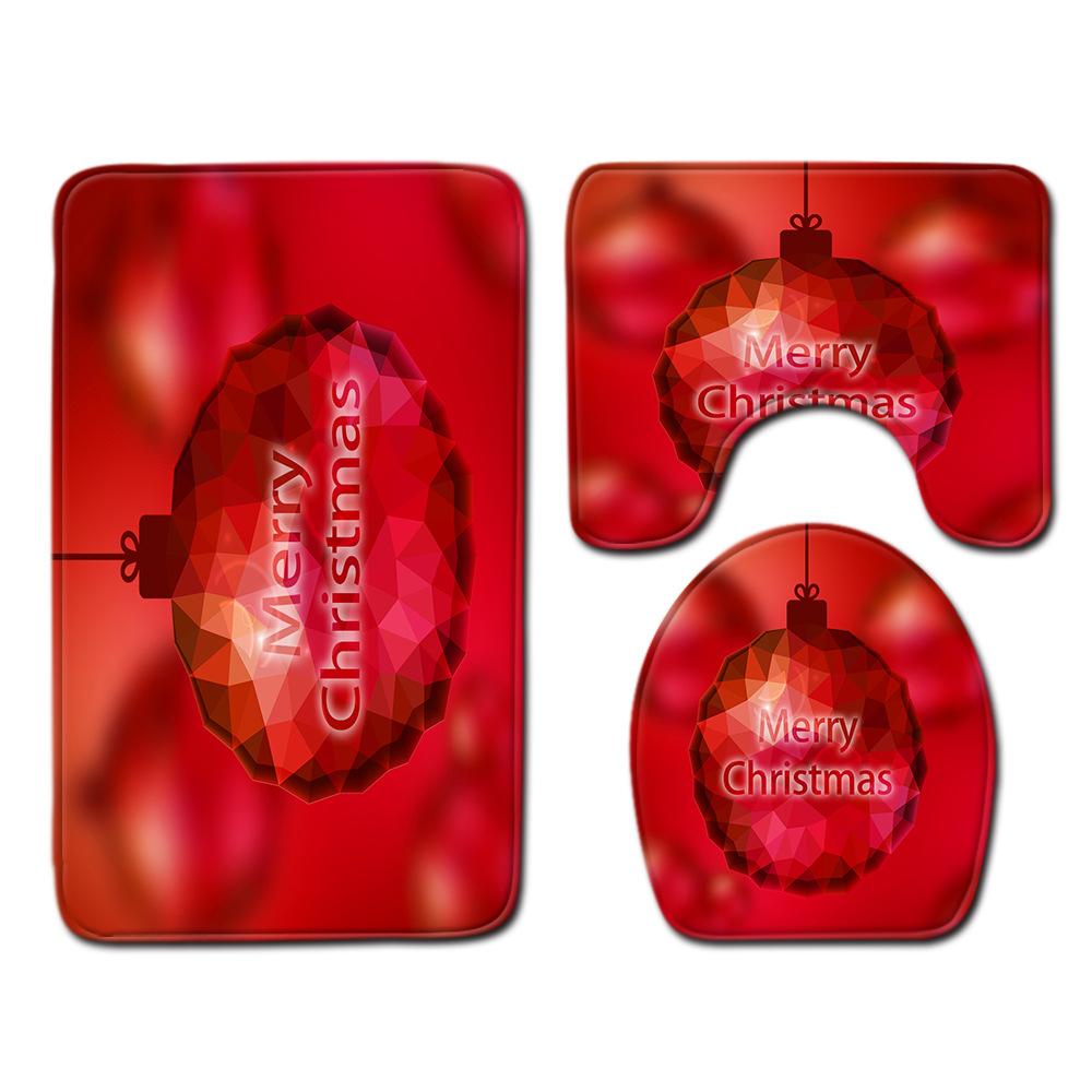 Christmas Bathroom Floor Mat Toilet Three-Piece Set