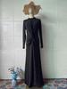 Elegant Black Long Sleeve Slim Dress for Women - Spring 2025 Socialite Style