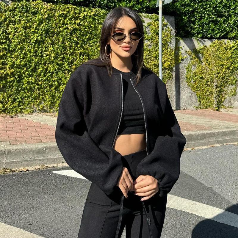 Spring Autumn Women's Jackets Zipper Varsity Jackets Women Soft Cropped Jackets Woman Long Sleeve Winter Coat Female