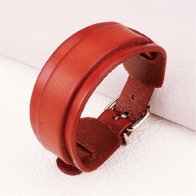 Modern Punk Leather Wristband Double Layer Wrist Strap Adjustable Closure Bracelet Wristler Jewelry