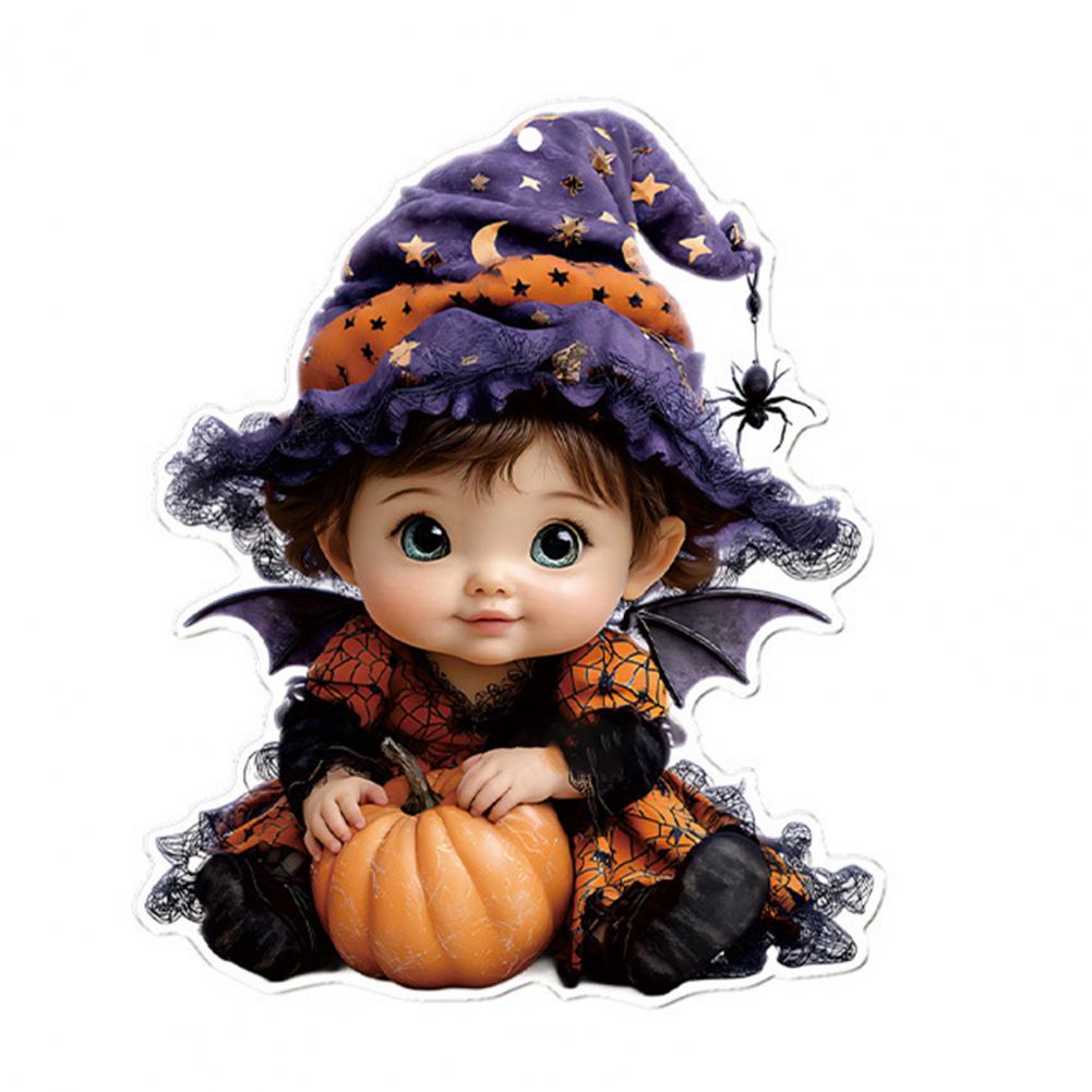 Halloween Car Ornament Halloween Themed Car Charm Halloween Cartoon Witch Cat Car Mirror Hanging Decoration for Rearview