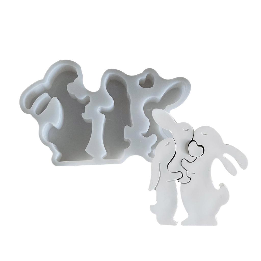 Rabbits Statue Silicone Candle Molds for Epoxy Resin Candle Making Rabbits Fondant Mold for Candy Chocolate Desserts