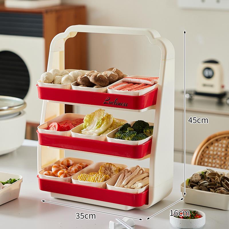 Multi-Layer Kitchen Hot Pot Side Dish Tray - Large Capacity Storage Plate