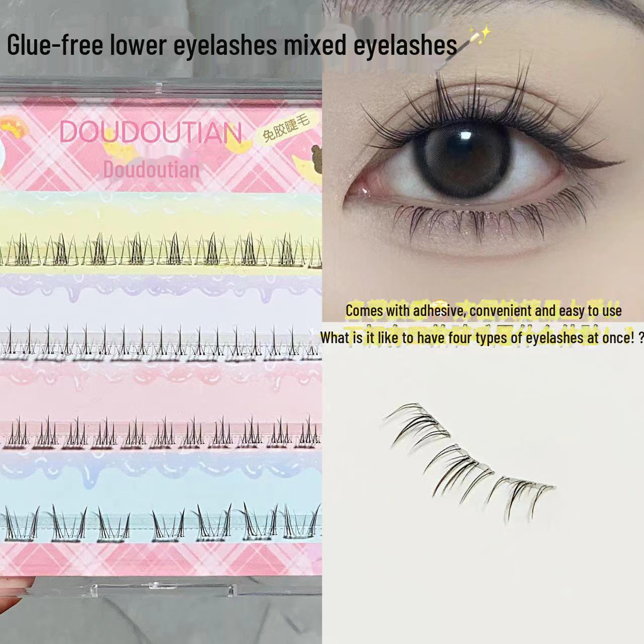 

Набор натуральных завитых ресниц: 144 пучка ресниц большой емкости без клея для новичков - стиль Little Wildcat