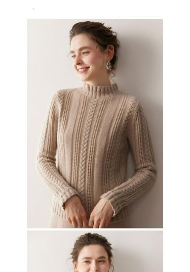 Chic Sequin Stand Collar Cashmere Sweater - Women's Soft Fluffy Knitwear for Autumn/Winter