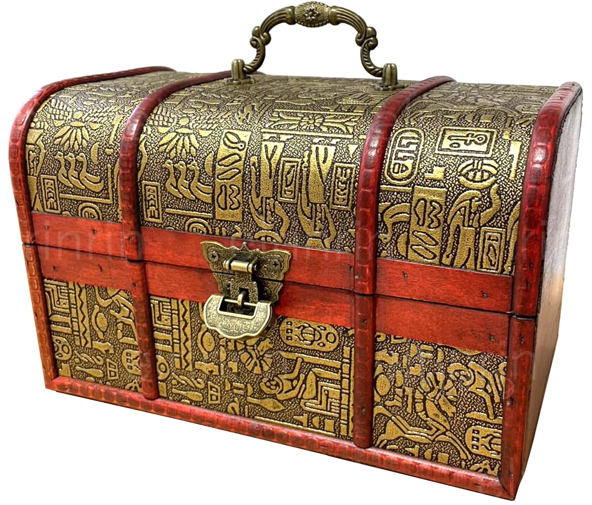 Сундук с сокровищами elrinrin Деревянный ящик для хранения с иероглифическим узором В античном стиле С крышкой Ретро Сокровище Декор интерьера Большой С замком 5770₽