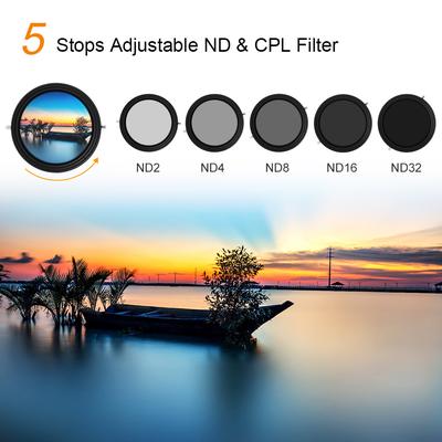 K&F CONCEPT Variabilní filtr na objektiv fotoaparátu ND2-32 Filtr CPL Filtr pro fotoaparát