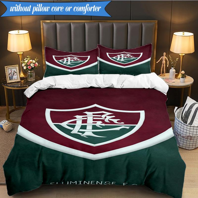 3PCS Soccer Club Emblem Design Printed Soft Bedding Set,Including 1pc Duvet Cover And 2pcs Pillowcases Perfect for Bedroom, Dormitory, Fan Gift