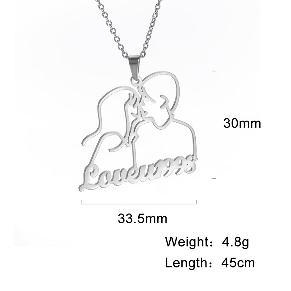 

Custom Name Necklace Boy Girl Kiss Personalized Stainless Steel Jewelry Anniversary Customized for Women Couples Lovers Gifts 45cm