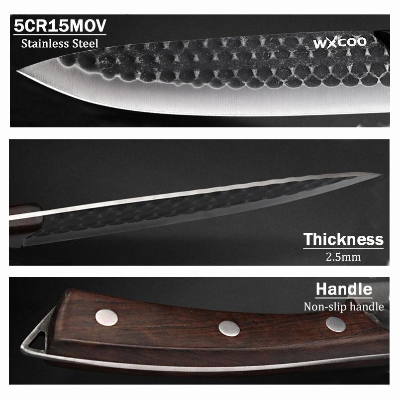 Stainless Steel Kitchen Chef Knife Set, Hand Forged Boning Knife Slicing Multipurpose Knife Kitchen Utility Butcher Cutting Paring Meat Cleavers