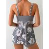 2025 Neues Patchwork-Print Tankini-Set Damen Bescheidene Badeshorts Träger Strand Cover-Up Badeanzug Zweiteilig Sommerurlaub Kleidung