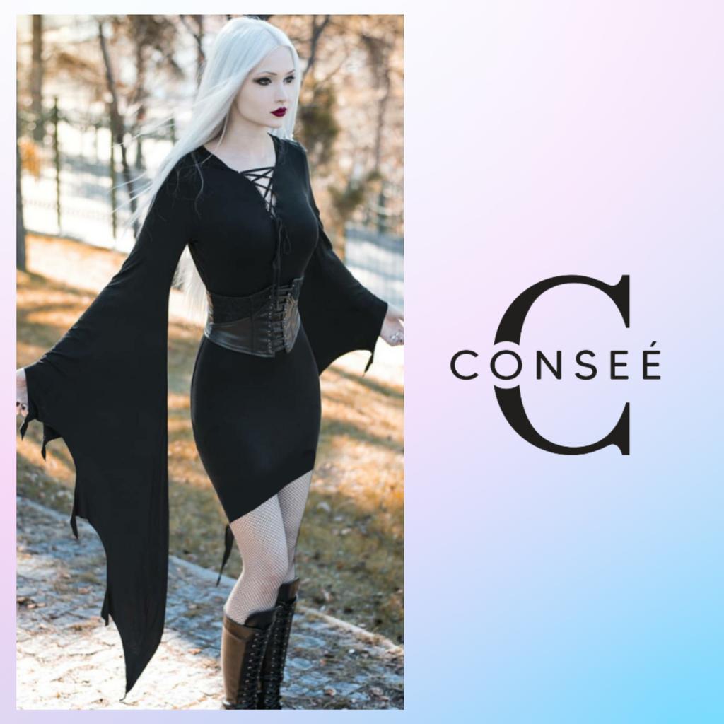 Black Gothic Bat Dress Clothing Vampire Costume Witch Costume