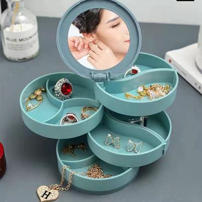 Jewelry Stand Holder Display Tray Jewelry Storage Box Multilayer Rotating Plastic Stand Earring Ring Box Cosmetics