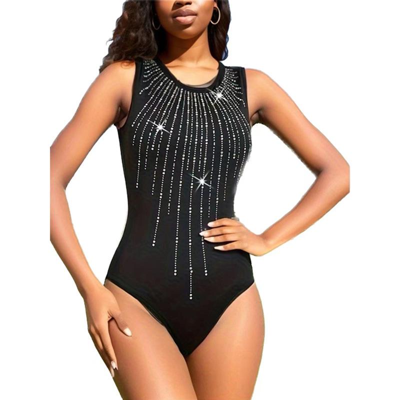 

Женский облегающий комбинезон без рукавов с круглым вырезом Hot Diamond XXL чёрный