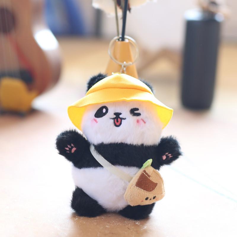 Charming Mini Plush Panda Keychain Cozy Stuffed Animal Hanging Doll For Kids