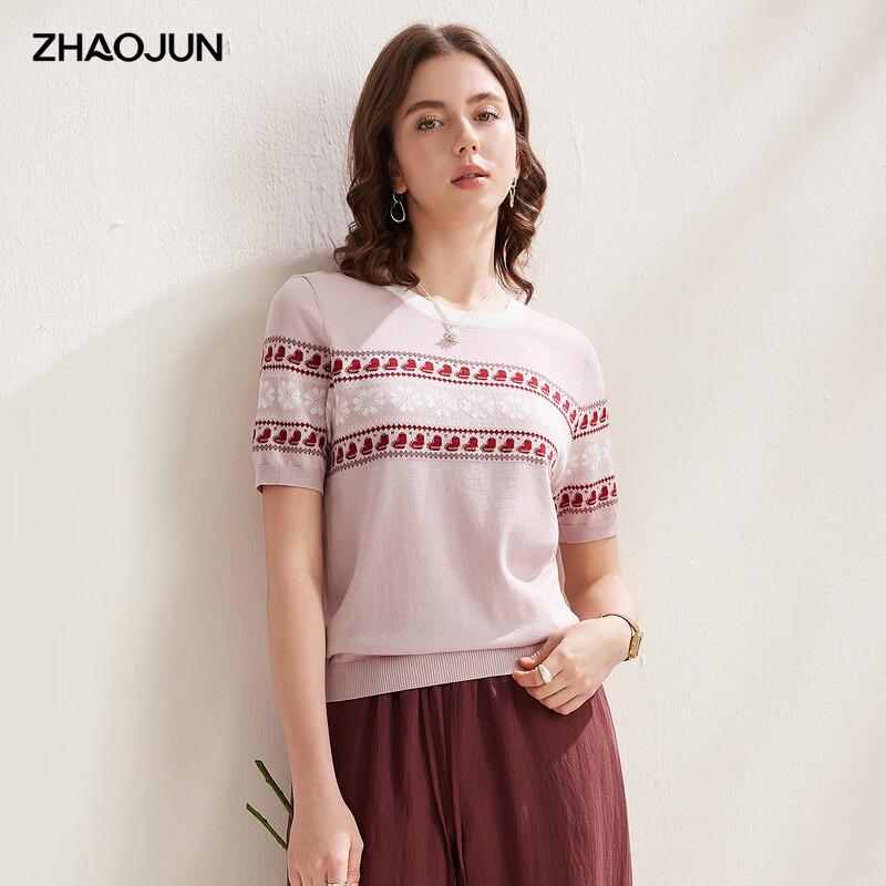 

Women s Silk Blend Fair Isle Jacquard Short Sleeve T-Shirt XL