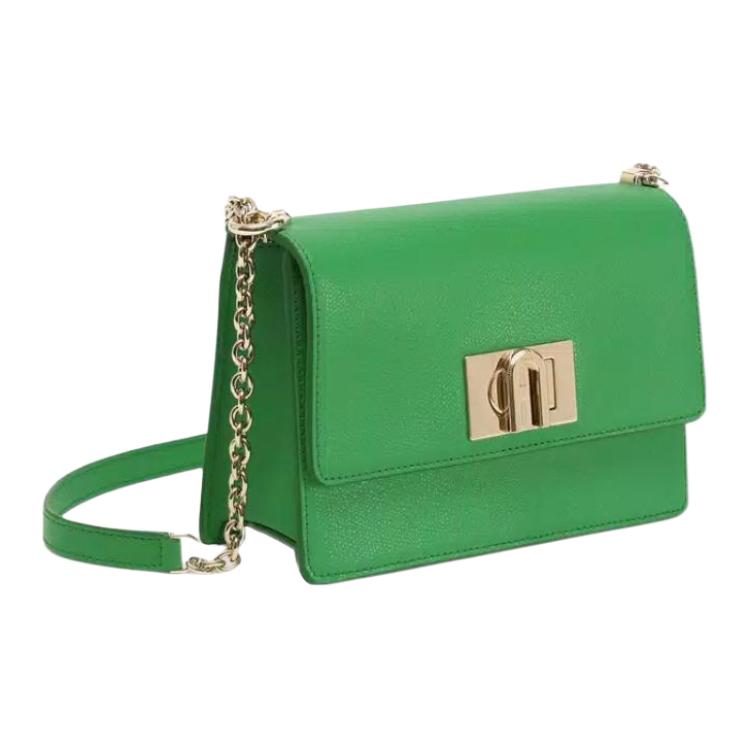 New Furla 1927 Collection Textured Leather Shoulder Bag, Crossbody Bag Mini Women's Green BAFKACO-ARE000-1255S