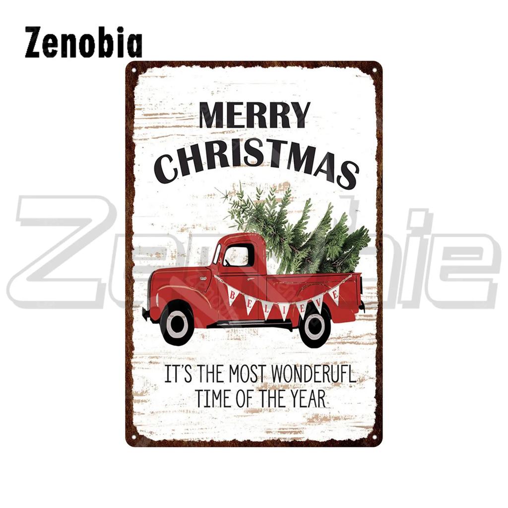 Christmas Metal Sign Santa Claus and Snowman Vintage Tin Sign Metal Plate Holiday Merry Christmas New Year Home Wall Decoration