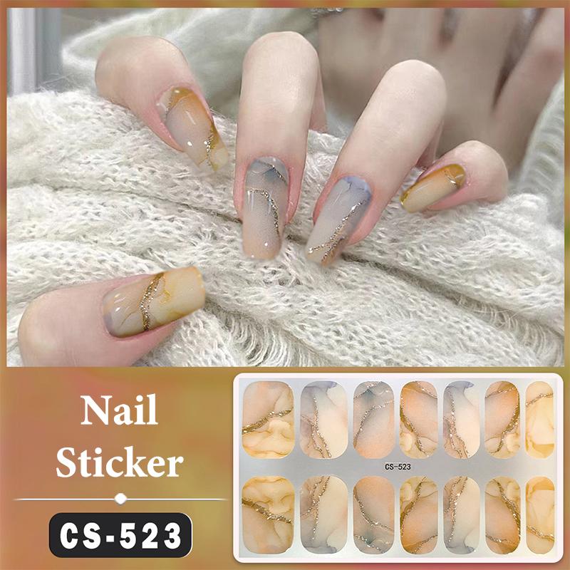 Bez lampy do utwardzania Wodoodporne naklejki na paznokcie Pełne krycie Naklejki na paznokcie Mocne i niełatwe do odpadnięcia 14 paznokci/zestaw Wielokolorowe plastry na paznokcie