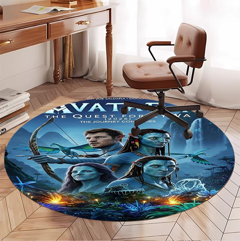 Avatar Pattern Round Rug, Indoor/Outdoor Mat, for Picnic, Gameroom, Bedroom, Office, Living Room, Home Decor Carpet, Birthday Gift