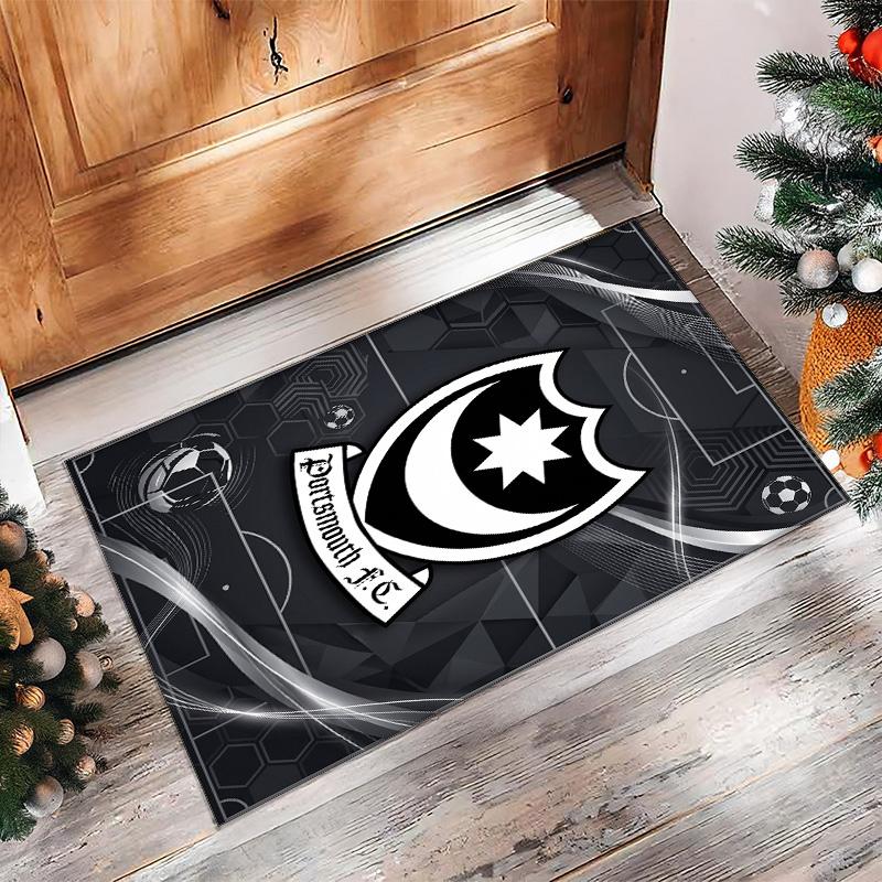 Tappeto Morbido Area Rug con Motivo Calcio Portsmouth FC Antiscivolo Tappeto per Pavimento Interno Tappetino Decorazione Sportiva per Camera da Letto