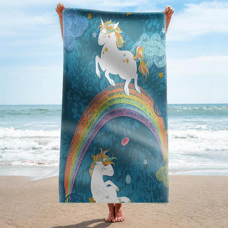 Microfiber Unicorn Beach Towel Cute Animal Bath Towel Absorbent Towels for Pool Swim Bathroom Sport Girl Quick Dry Beach Blanket