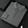 High Quality Worsted Spun Collar Wool Sweater Men's Spring and Autumn Business Polo Sweater Thin Long Sleeved Knitted T-Shirt