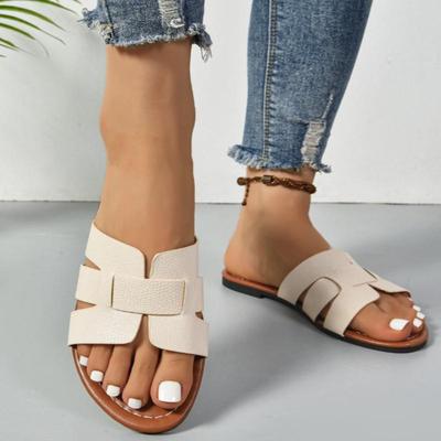 Sandali bassi da donna estivi slip-on minimalisti a punta aperta ciabatte casual da esterno