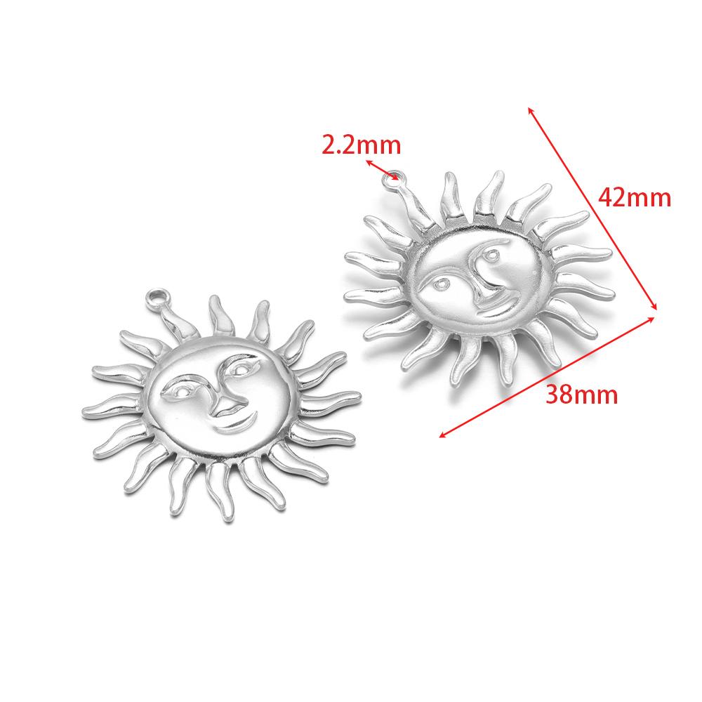 5Pcs Stainless Steel Multistyle Sun Charms Flower Pendants for DIY Retro Jewelry Making Handmade Necklace Earrings Findings Bulk